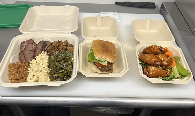 brisket and chicken wings dinner